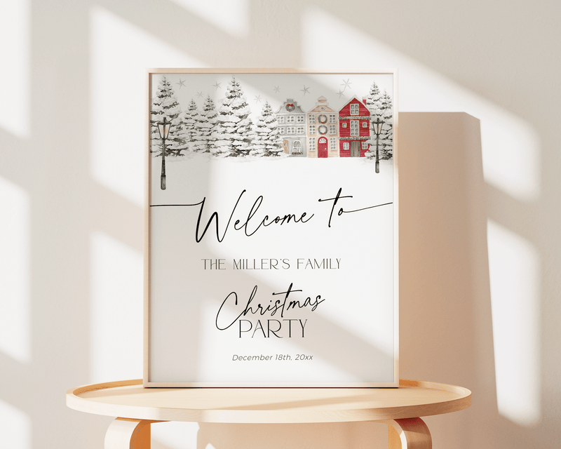 Christmas Village Party Welcome Sign