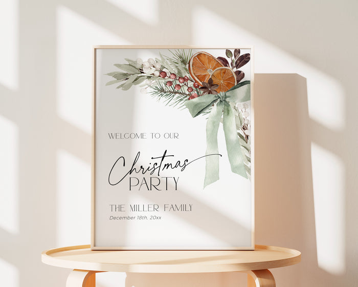 Christmas Bow Party Welcome Sign