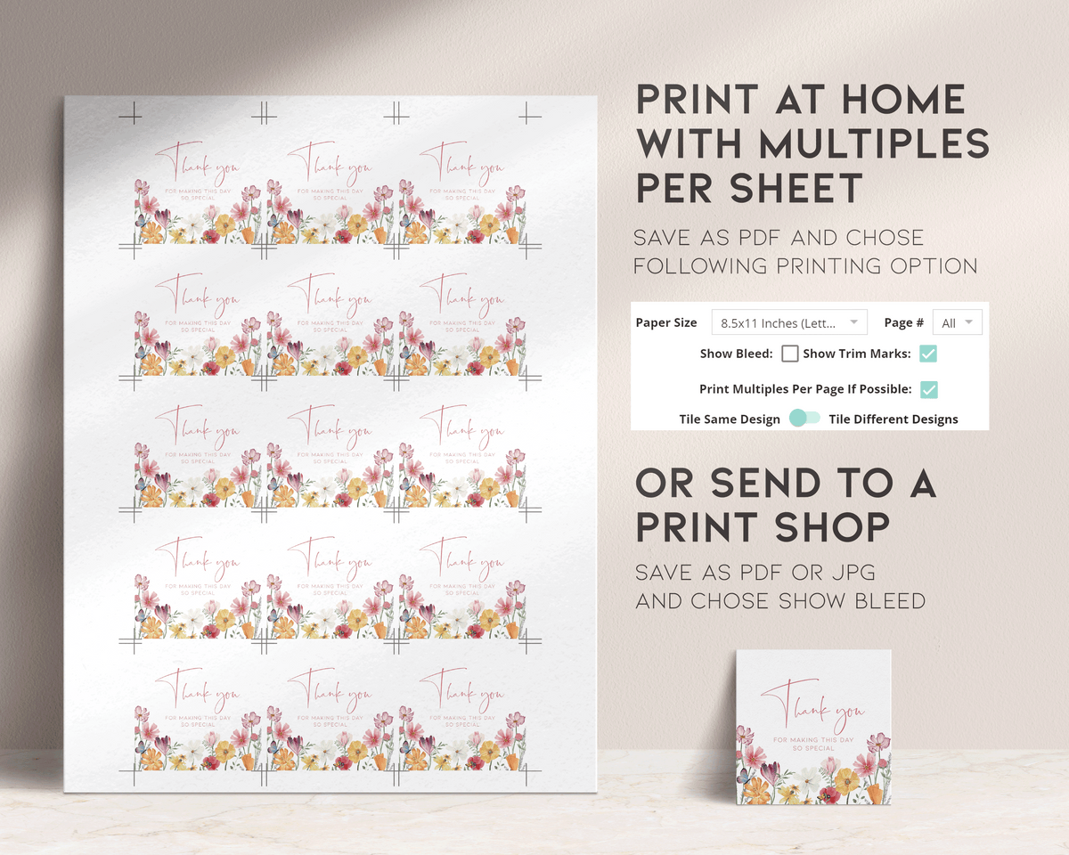 Flower Meadow Thank You Tag