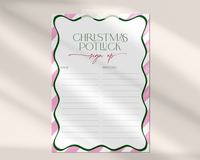 Pink Christmas Potluck List Sign Up