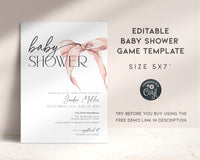 Pink Bow Baby Shower Invitation