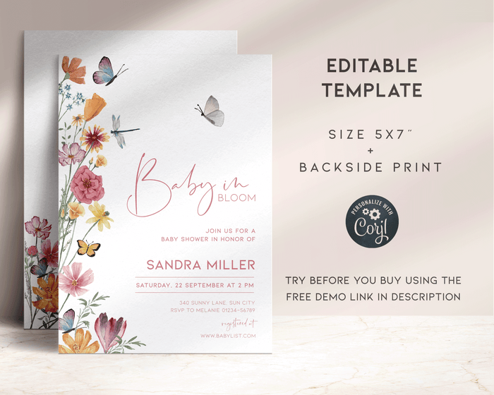 Baby in Bloom Baby Shower Invitation