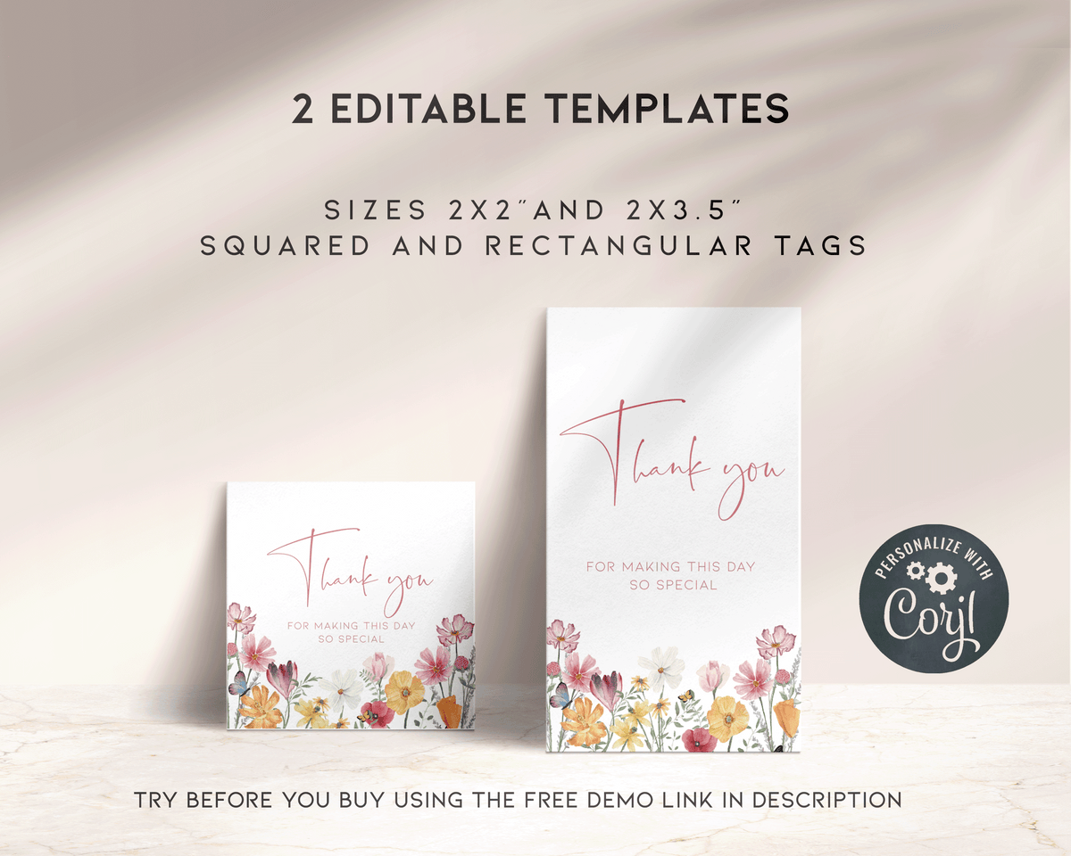 Flower Meadow Thank You Tag