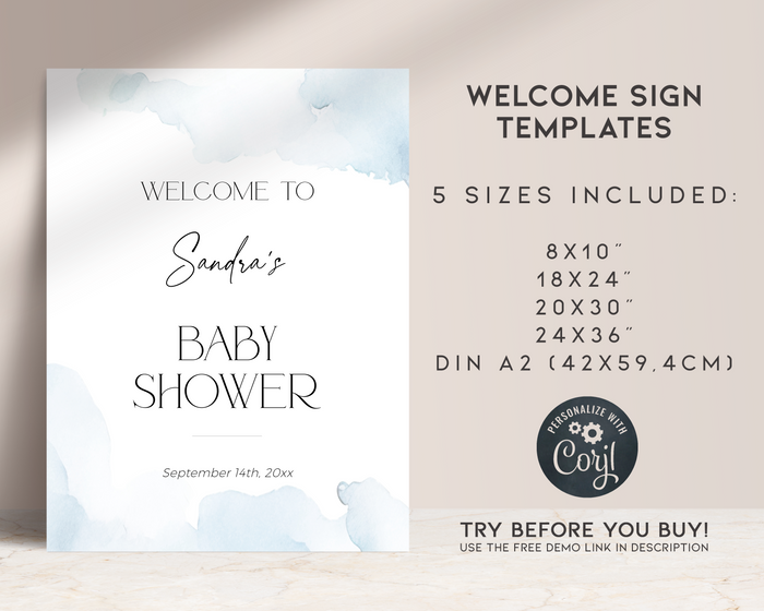 On Cloud Nine Baby Shower Welcome Sign