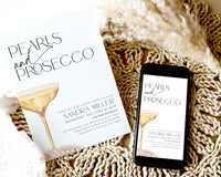 Digital Pearls and Prosecco invitation for smartphone sharing.