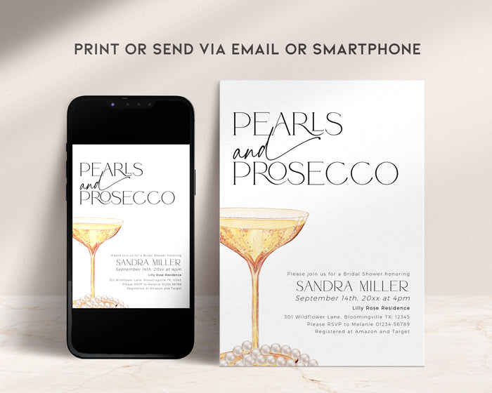 Editable bridal shower invitation template close-up – modern design with customizable text.