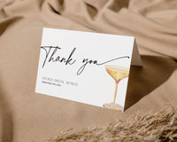 Editable thank you card with bridal theme – modern Pearls and Prosecco design detail.