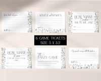 Digital download of floral bridal shower games in lavender style.