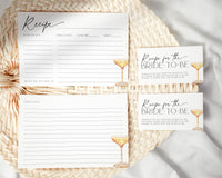 Elegant Pearls and Prosecco recipe card template for bridal showers.